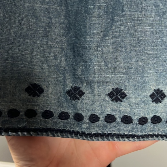 Gorgeous Vintage America Navy Blue with Embroidery and Gold Bead Blouse or Dress - Picture 9 of 11